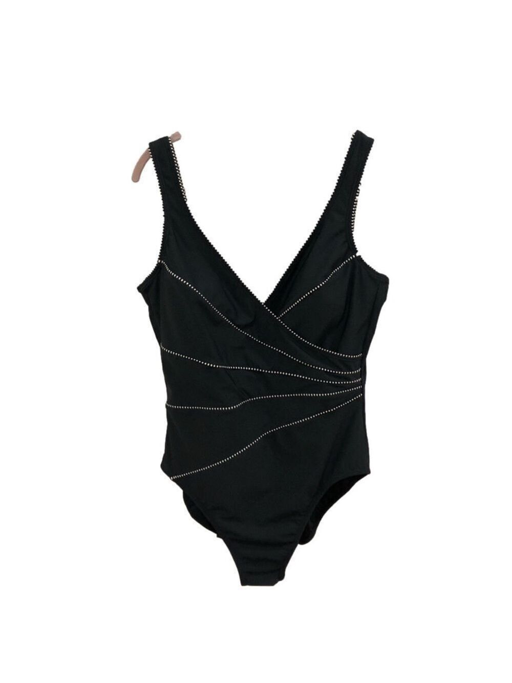 Kirkland Signature by Miraclesuit black surplice front swimsuit. Pit to pit 17”